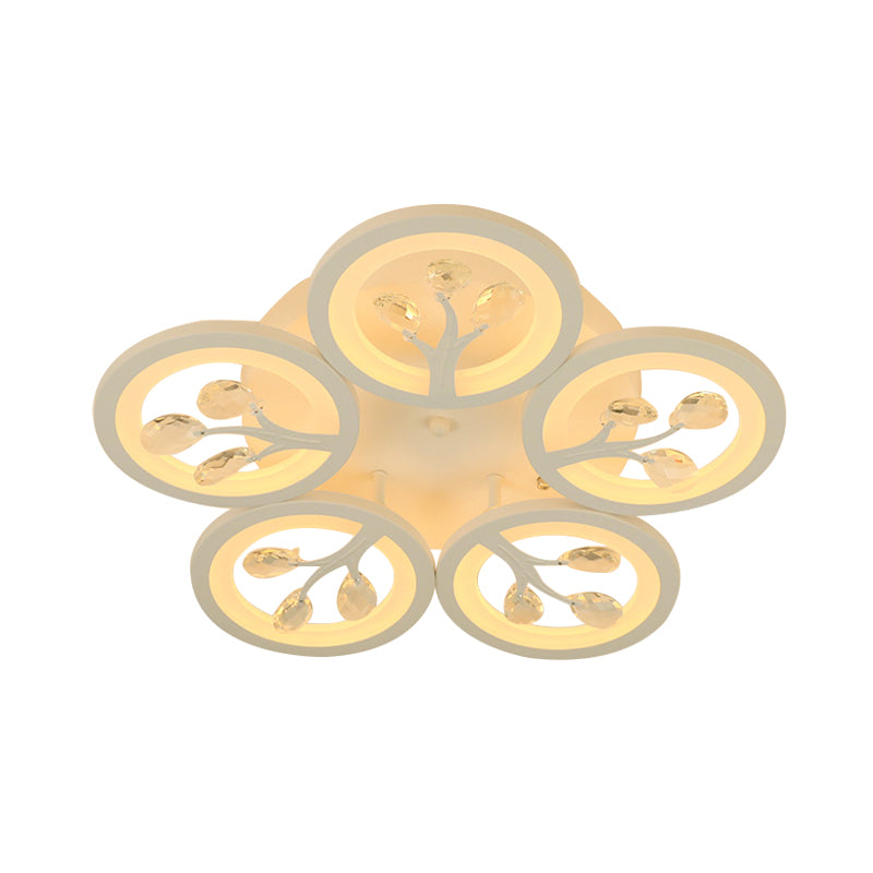 Sputnik Living Room Flush Mount Lamp Simple Acrylic 5/12/15 Lights White Flush Light Fixture in Warm/White/3 Color Light