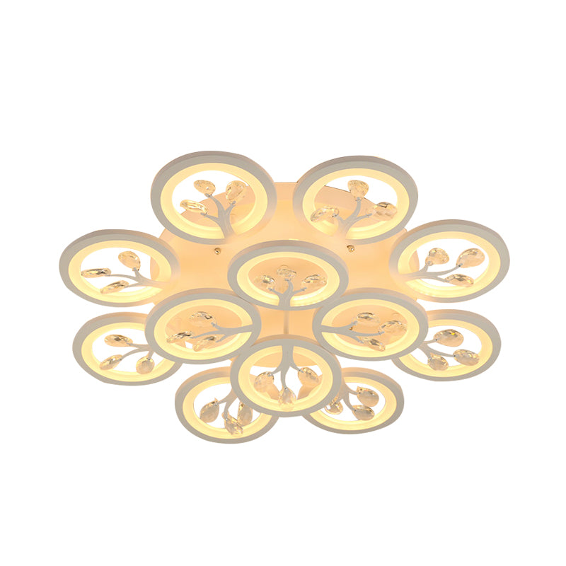 Sputnik Living Room Flush Mount Lamp Simple Acrylic 5/12/15 Lights White Flush Light Fixture in Warm/White/3 Color Light