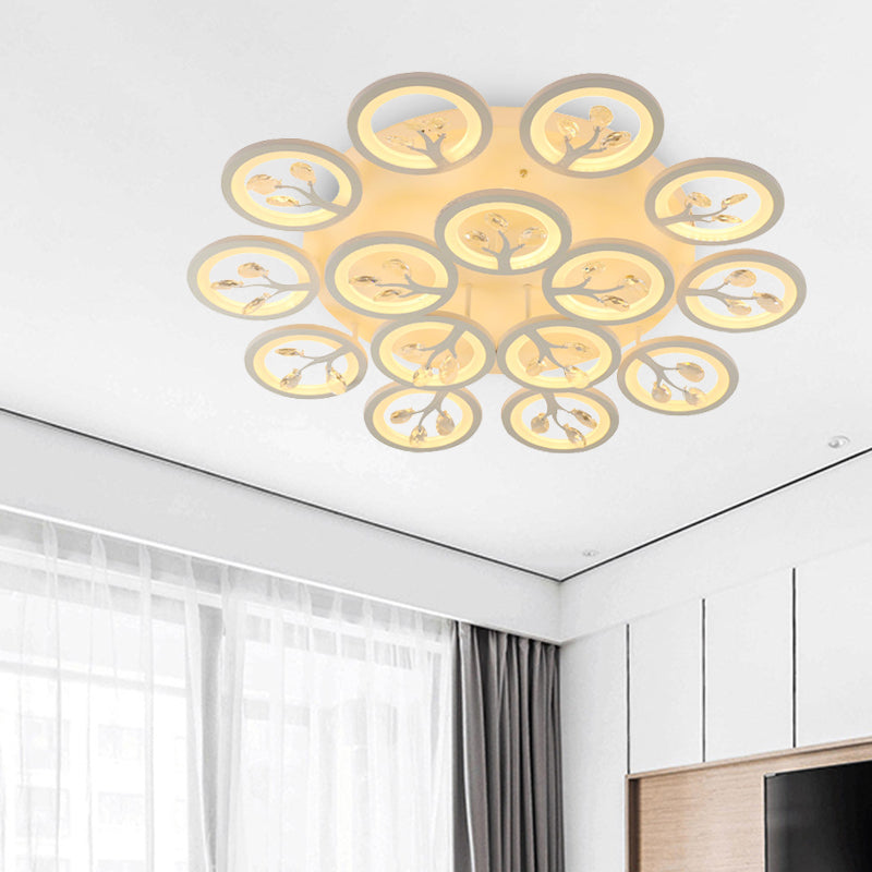 Sputnik Living Room Flush Mount Lamp Simple Acrylic 5/12/15 Lights White Flush Light Fixture in Warm/White/3 Color Light