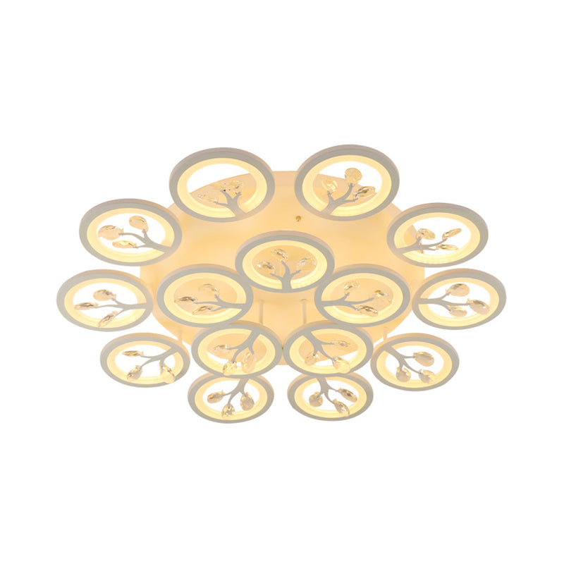 Sputnik Living Room Flush Mount Lamp Simple Acrylic 5/12/15 Lights White Flush Light Fixture in Warm/White/3 Color Light