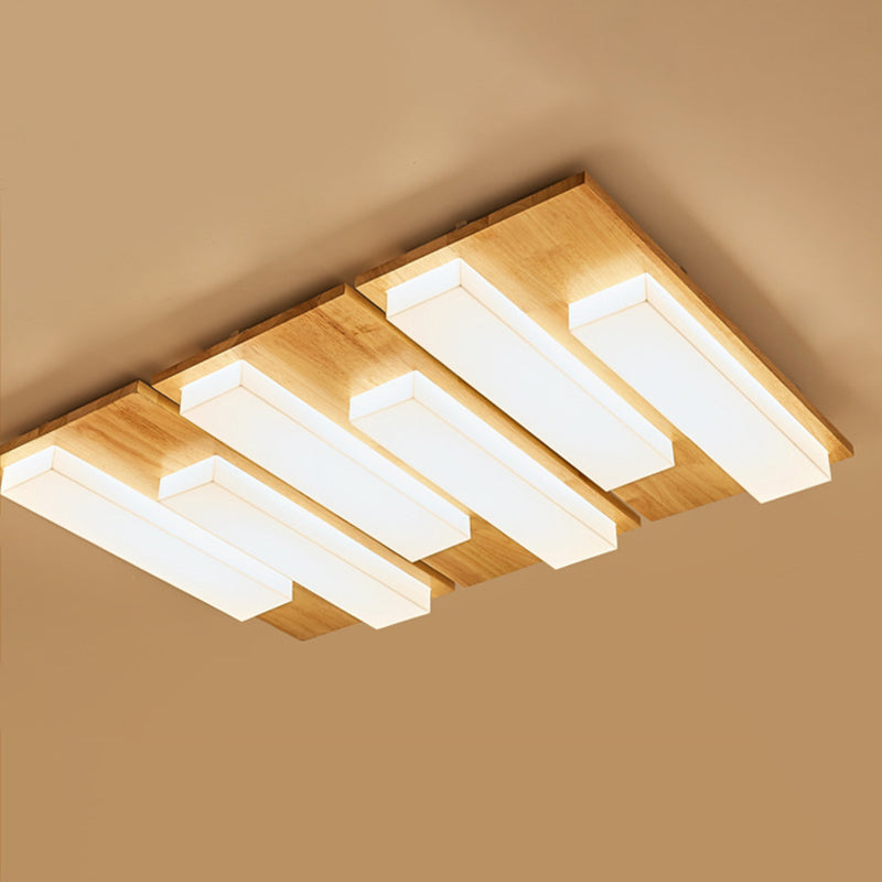 Moderne rechteckige Decke bündig Licht Acryl Schlafzimmer Flush Mount LED Licht in Holz