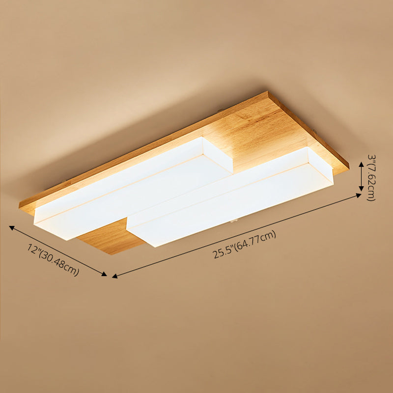 Moderne rechteckige Decke bündig Licht Acryl Schlafzimmer Flush Mount LED Licht in Holz
