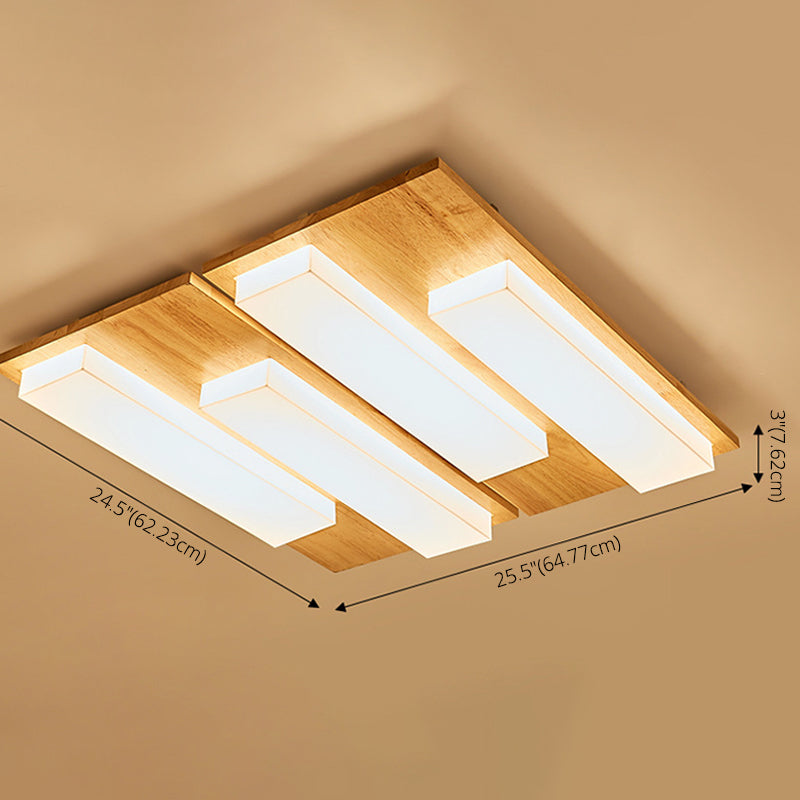 Moderne rechteckige Decke bündig Licht Acryl Schlafzimmer Flush Mount LED Licht in Holz