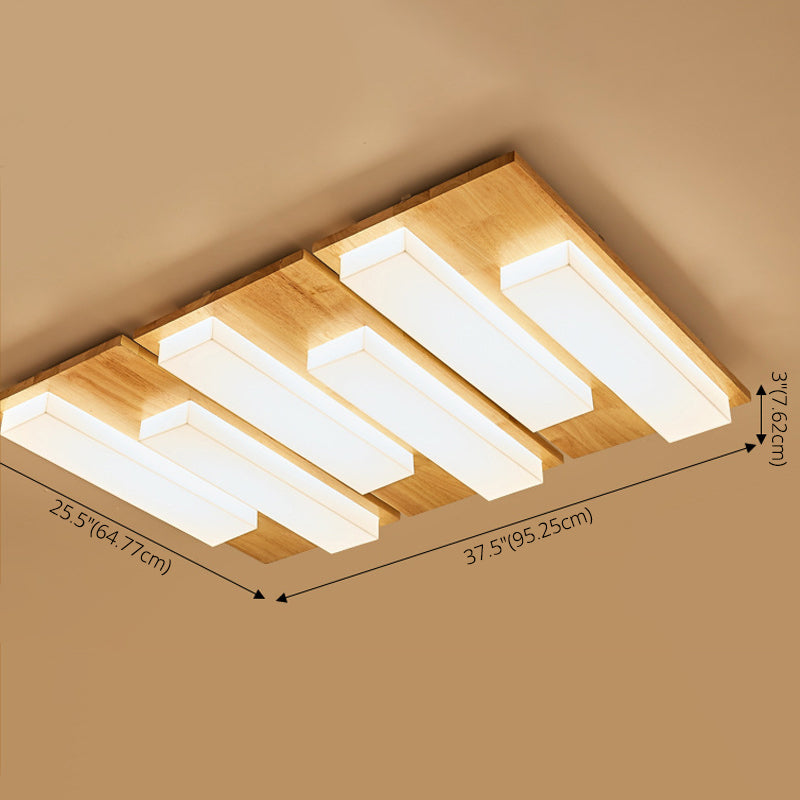 Moderne rechteckige Decke bündig Licht Acryl Schlafzimmer Flush Mount LED Licht in Holz