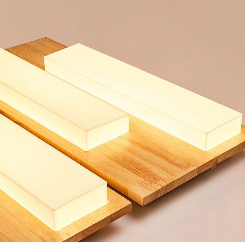 Moderne rechteckige Decke bündig Licht Acryl Schlafzimmer Flush Mount LED Licht in Holz