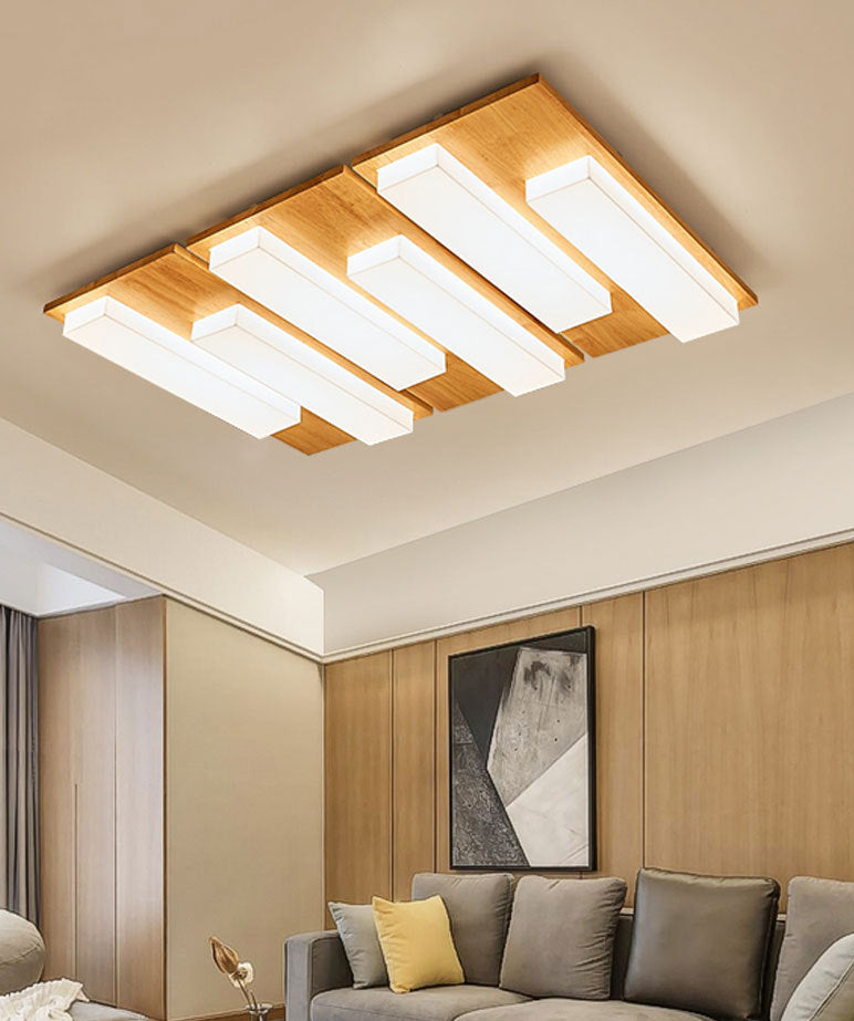 Moderne rechteckige Decke bündig Licht Acryl Schlafzimmer Flush Mount LED Licht in Holz