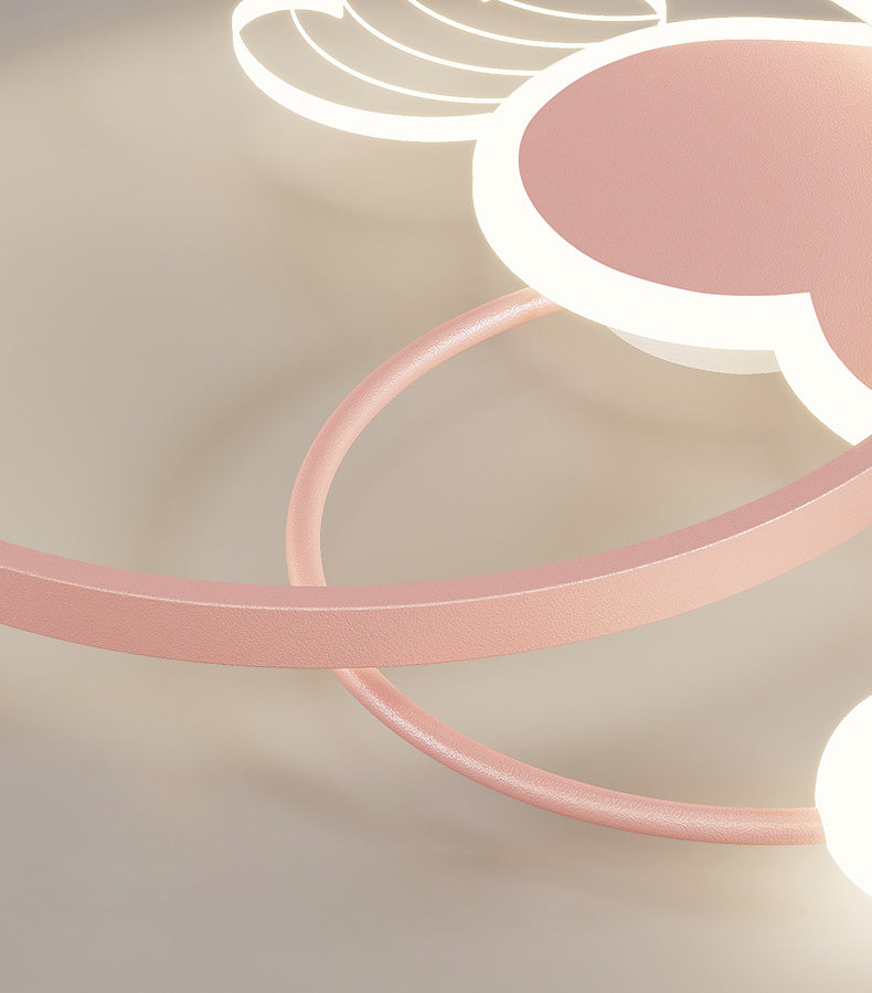 Cartoon Heart Vleugel Flush Mount Plafond Licht Metaal Kids Room LED Flush Light met Halo Ring