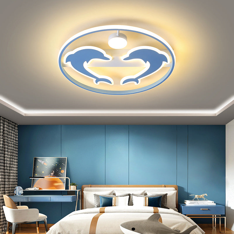Dolphin and Ball Kids Room Flush Mount Lighting Acrylic Cartoon LED Ceiling Mounted Lamp