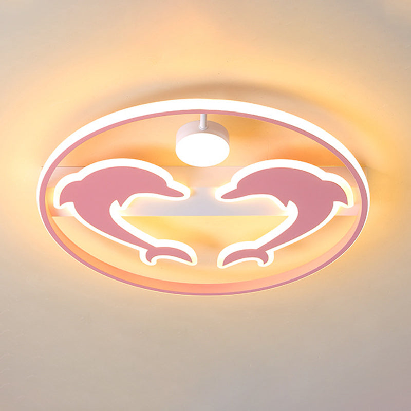 Dauphin et boule enfants chambre encastré éclairage acrylique dessin animé LED plafonnier