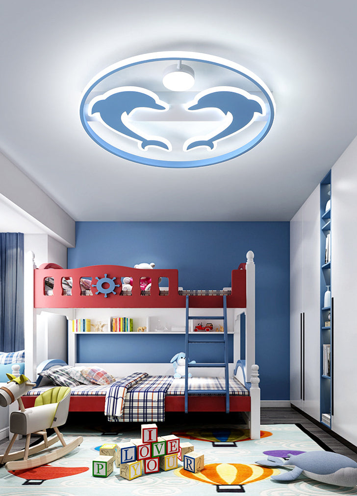 Dauphin et boule enfants chambre encastré éclairage acrylique dessin animé LED plafonnier