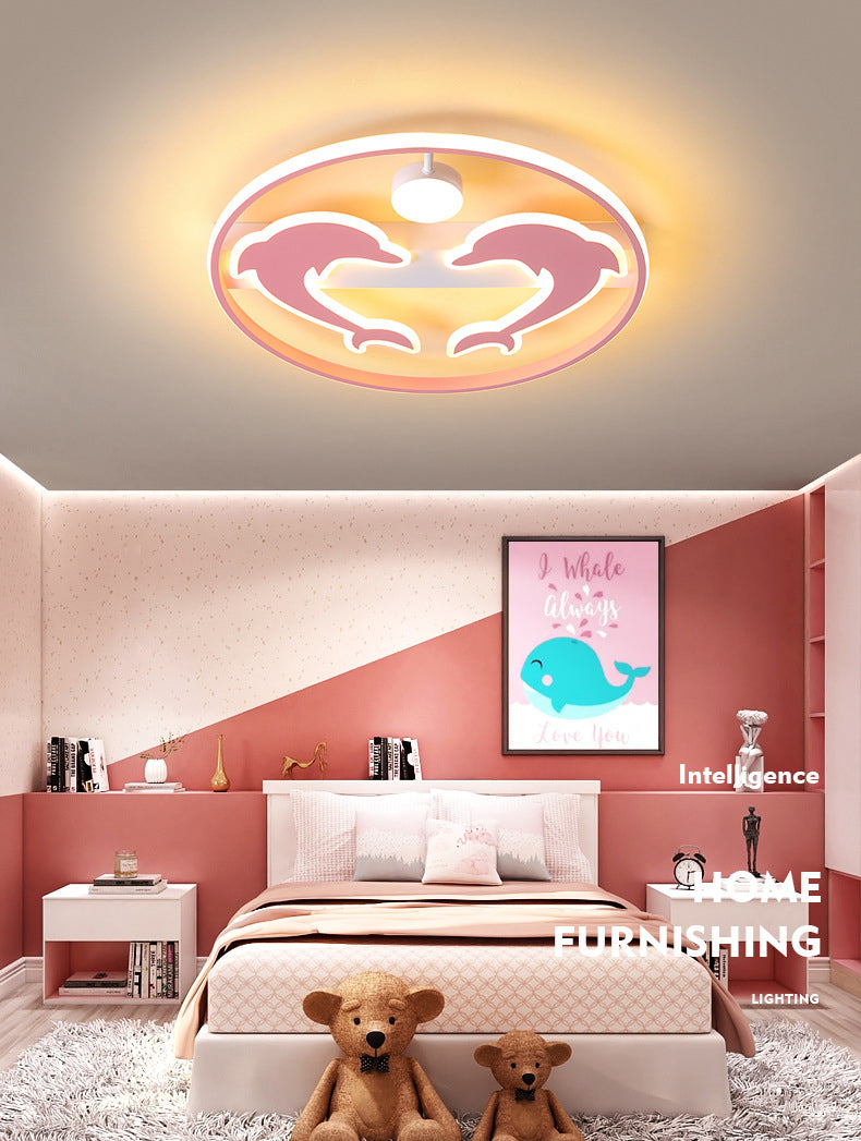 Dauphin et boule enfants chambre encastré éclairage acrylique dessin animé LED plafonnier