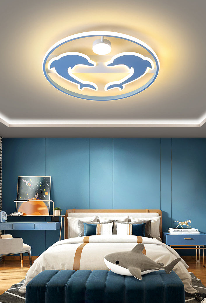 Dauphin et boule enfants chambre encastré éclairage acrylique dessin animé LED plafonnier