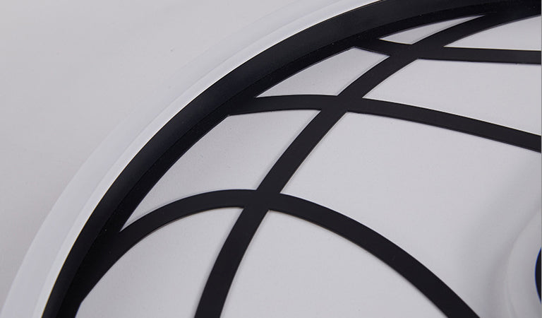 Black and White Basketball Flush Lamp Kids Acrylic LED Ceiling Light for Boys Bedroom