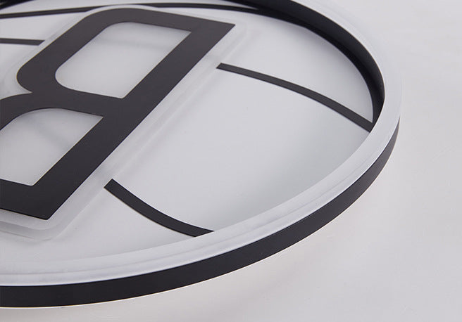 Black and White Basketball Flush Lamp Kids Acrylic LED Ceiling Light for Boys Bedroom