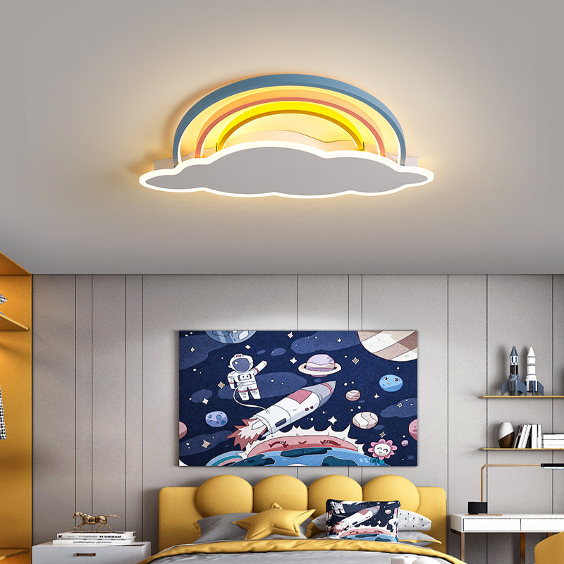Luz empotrada de arco iris y nube, luz LED de montaje en techo multicolor de dibujos animados para dormitorio