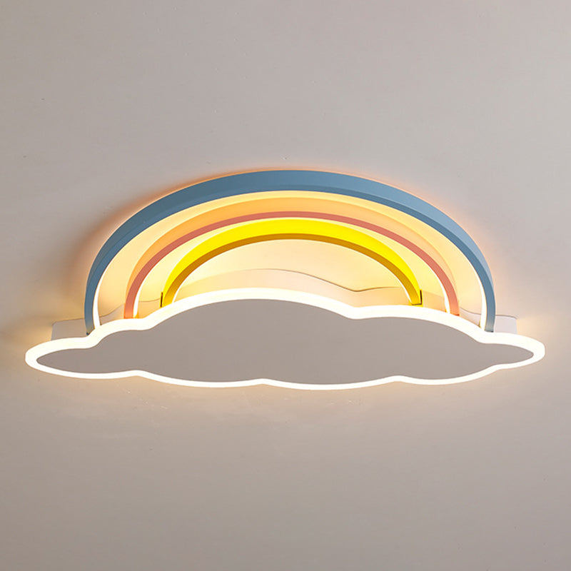 Luz empotrada de arco iris y nube, luz LED de montaje en techo multicolor de dibujos animados para dormitorio