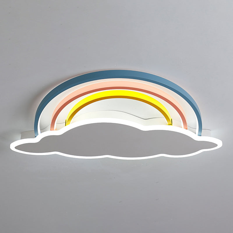 Luz empotrada de arco iris y nube, luz LED de montaje en techo multicolor de dibujos animados para dormitorio