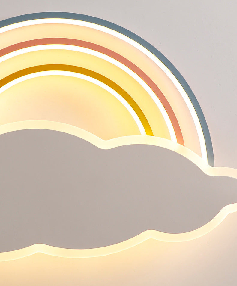Luz empotrada de arco iris y nube, luz LED de montaje en techo multicolor de dibujos animados para dormitorio