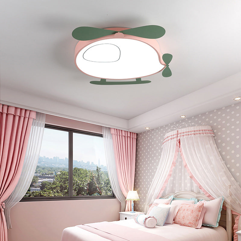 Cartoon vliegtuigvormige plafondlamp metalen babykamer LED-inbouwlamp met acryl diffuser