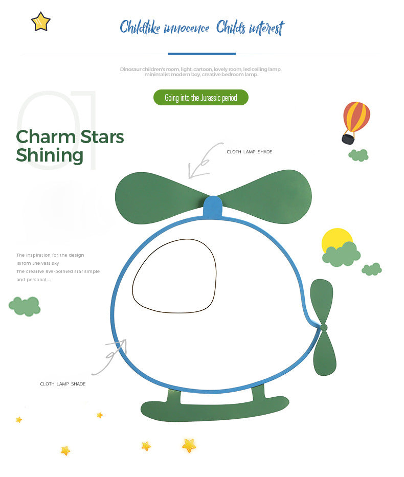 Cartoon vliegtuigvormige plafondlamp metalen babykamer LED-inbouwlamp met acryl diffuser