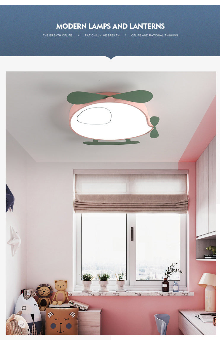 Cartoon vliegtuigvormige plafondlamp metalen babykamer LED-inbouwlamp met acryl diffuser
