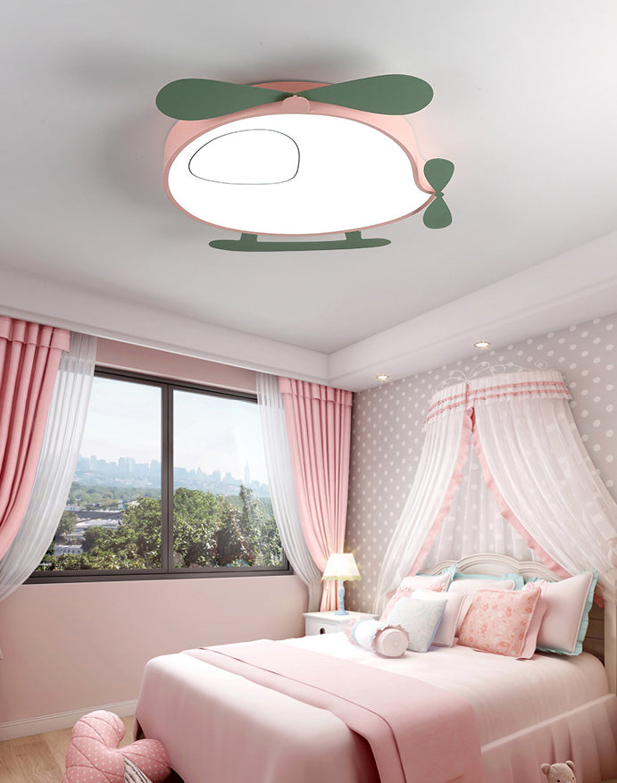 Cartoon vliegtuigvormige plafondlamp metalen babykamer LED-inbouwlamp met acryl diffuser