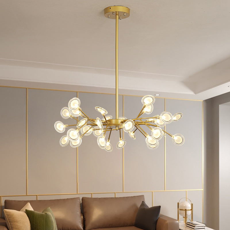 Candelera de lámpara de lámpara colgante posmoderna enchufefirlies lámpara de techo de vidrio para sala de estar