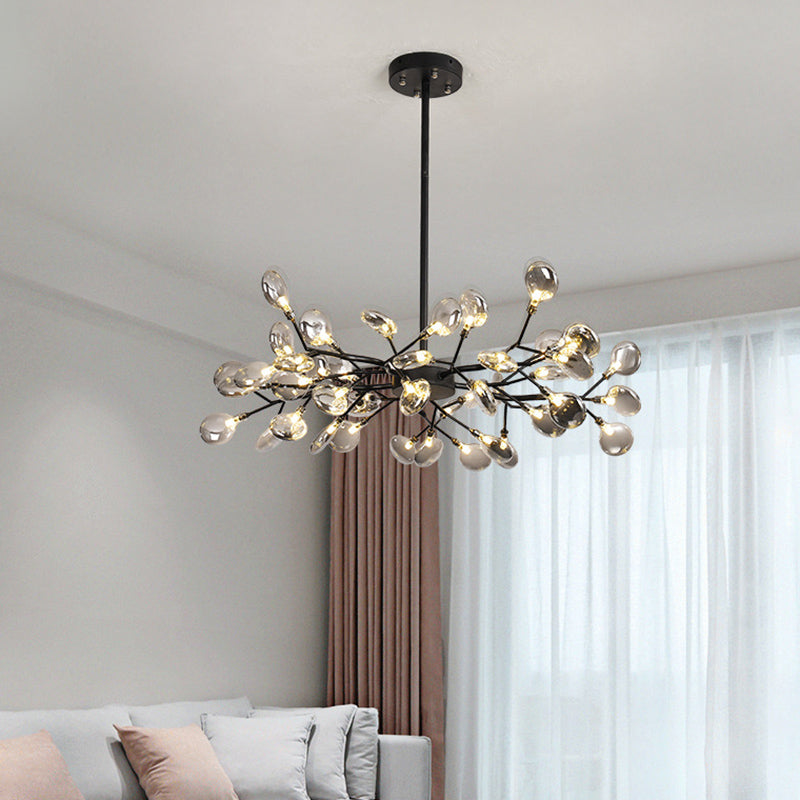 Candelera de lámpara de lámpara colgante posmoderna enchufefirlies lámpara de techo de vidrio para sala de estar