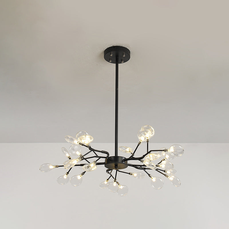 Candelera de lámpara de lámpara colgante posmoderna enchufefirlies lámpara de techo de vidrio para sala de estar