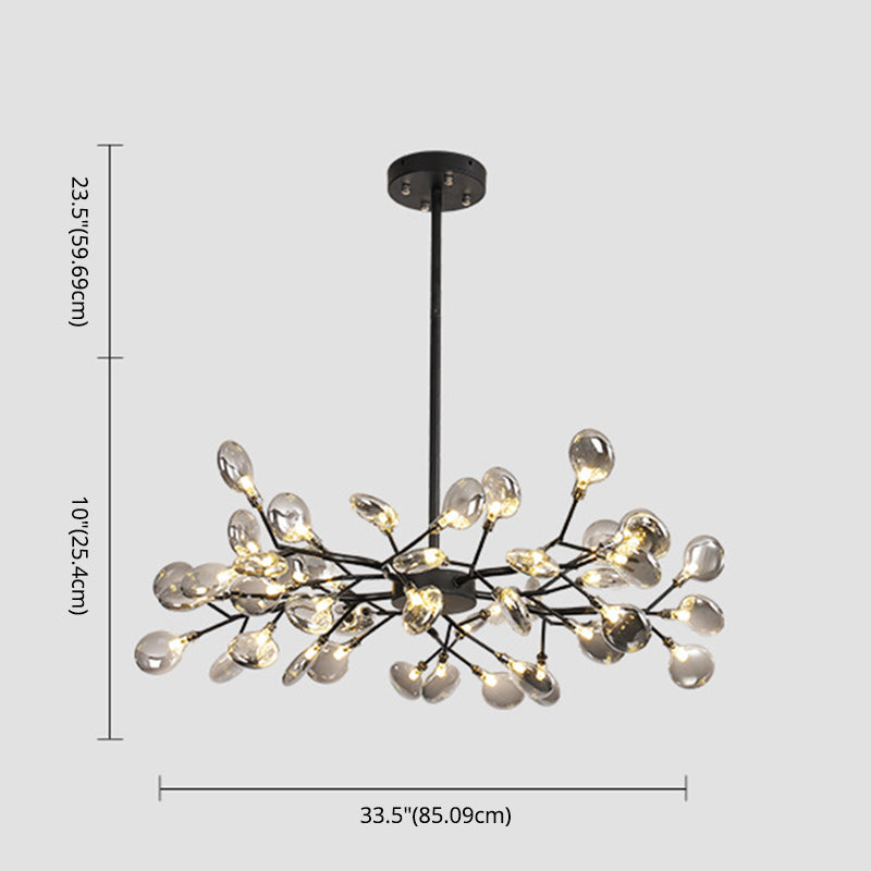 Candelera de lámpara de lámpara colgante posmoderna enchufefirlies lámpara de techo de vidrio para sala de estar