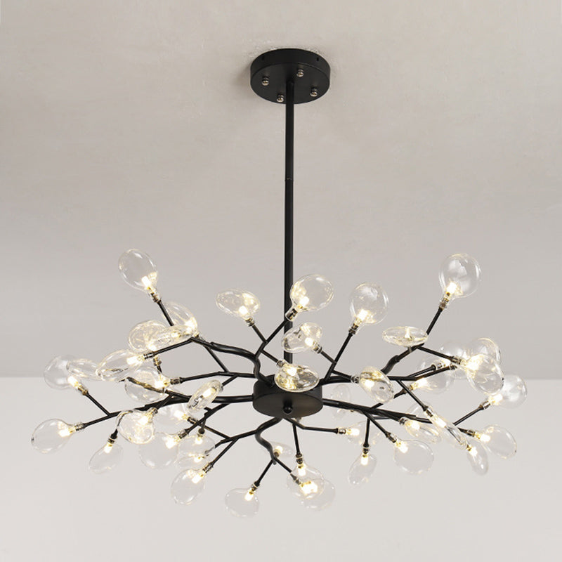 Candelera de lámpara de lámpara colgante posmoderna enchufefirlies lámpara de techo de vidrio para sala de estar