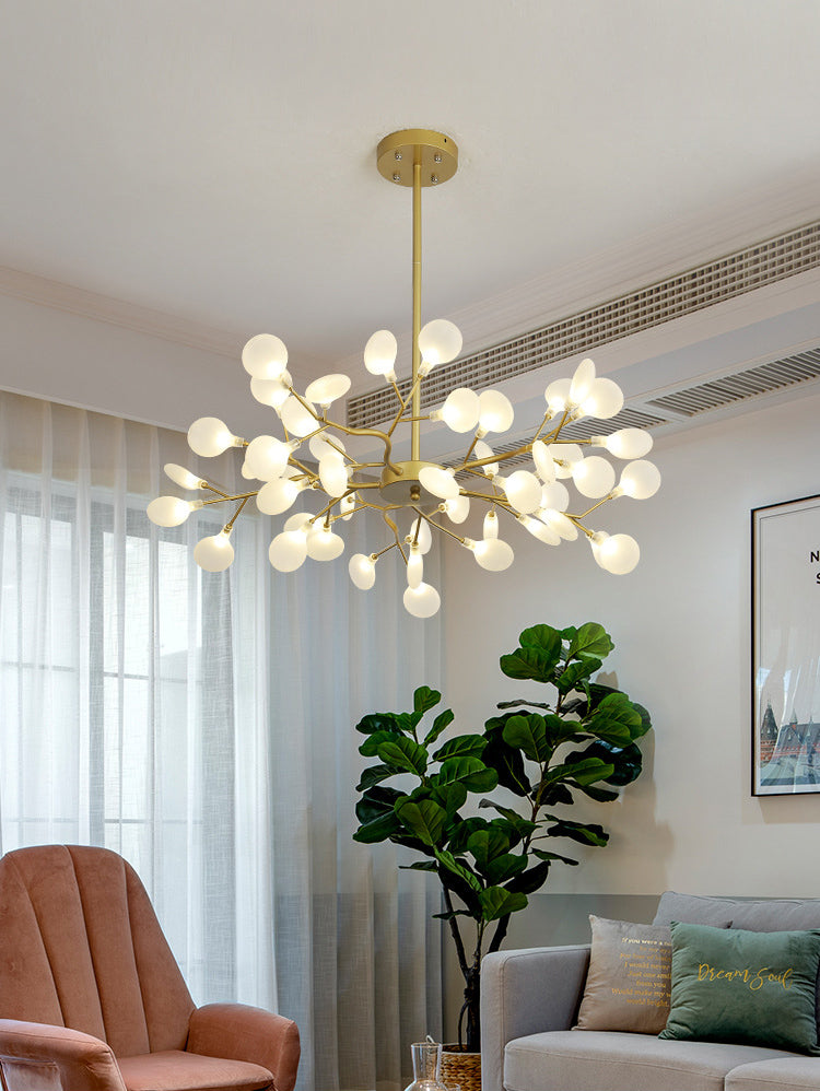 Candelera de lámpara de lámpara colgante posmoderna enchufefirlies lámpara de techo de vidrio para sala de estar