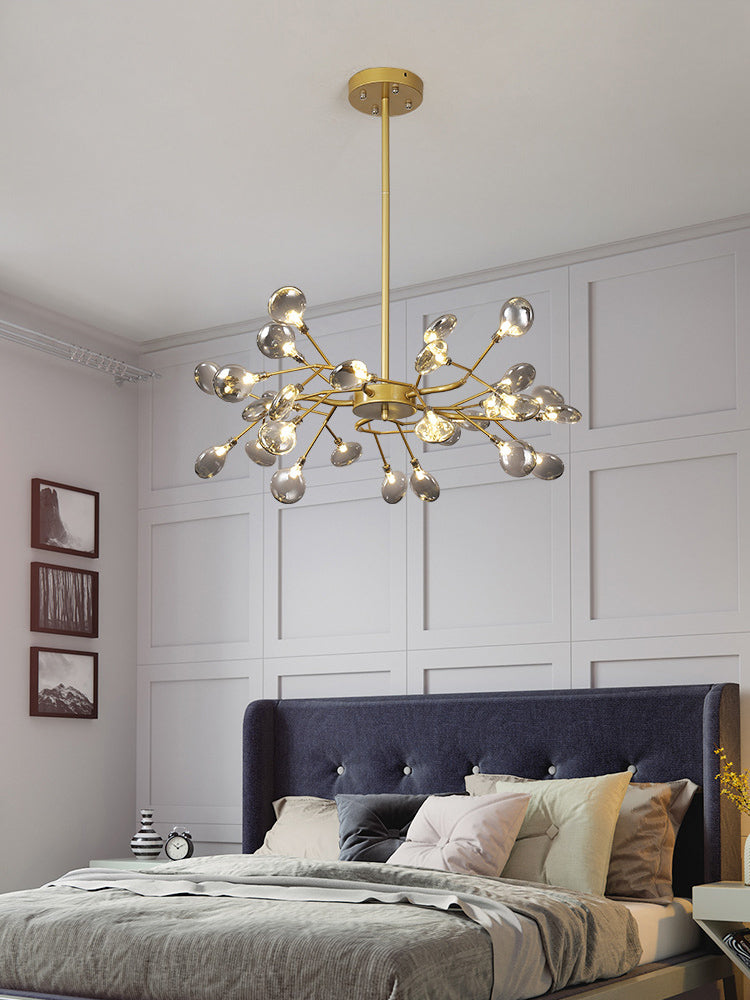 Candelera de lámpara de lámpara colgante posmoderna enchufefirlies lámpara de techo de vidrio para sala de estar