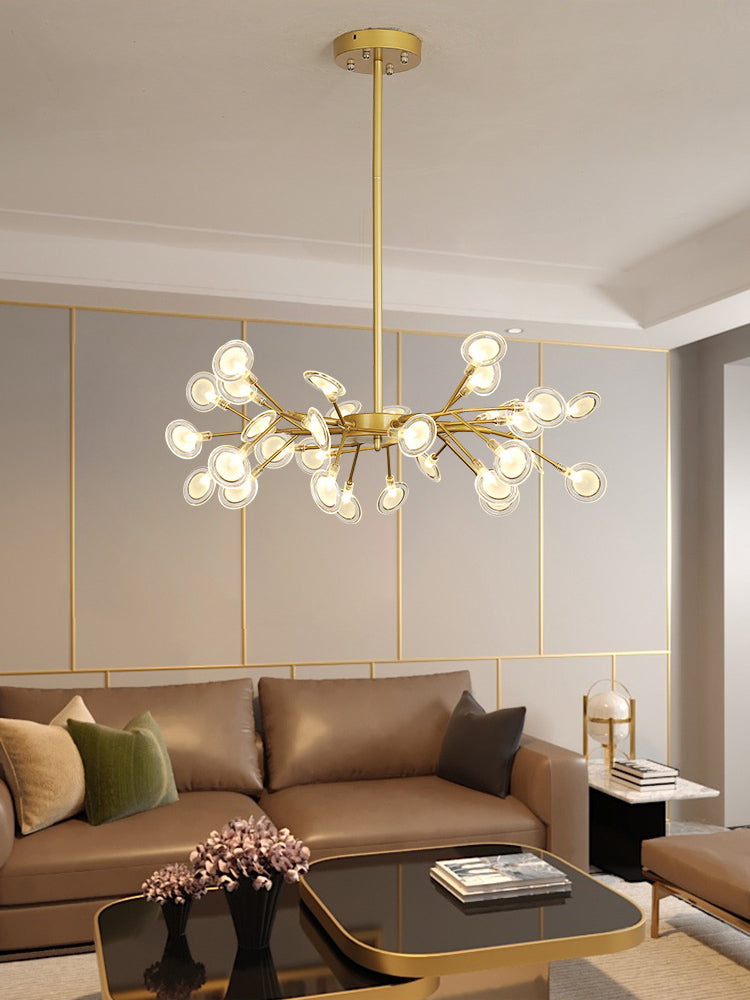 Candelera de lámpara de lámpara colgante posmoderna enchufefirlies lámpara de techo de vidrio para sala de estar