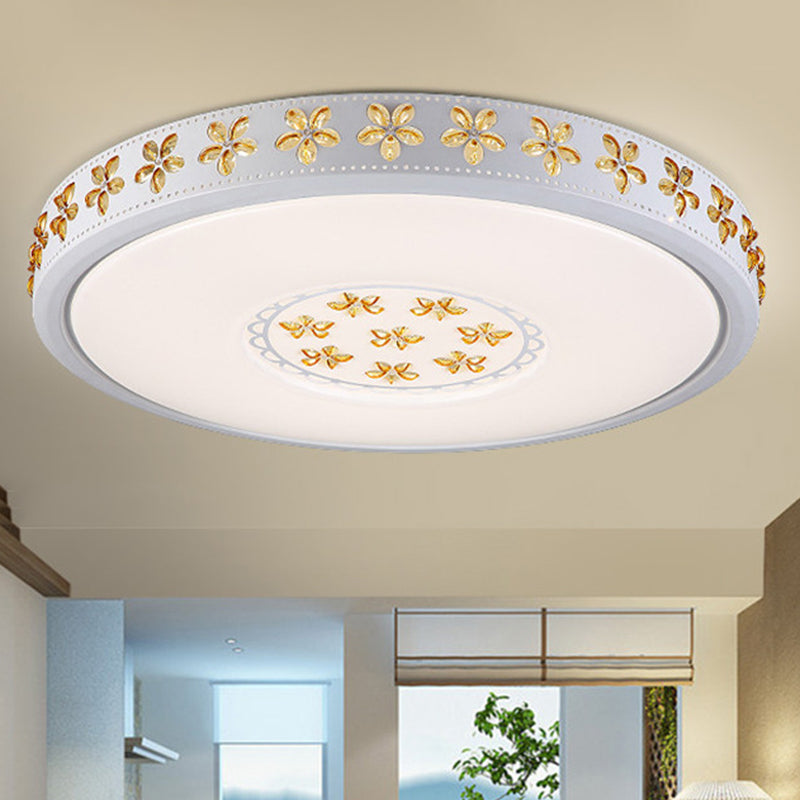 12"/16.5"/20.5" W White Flower Flush Mount Simple Acrylic LED Living Room Flush Light in White/3 Color/Fourth Gear Light
