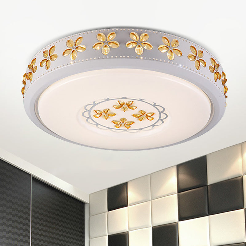 12"/16.5"/20.5" W White Flower Flush Mount Simple Acrylic LED Living Room Flush Light in White/3 Color/Fourth Gear Light
