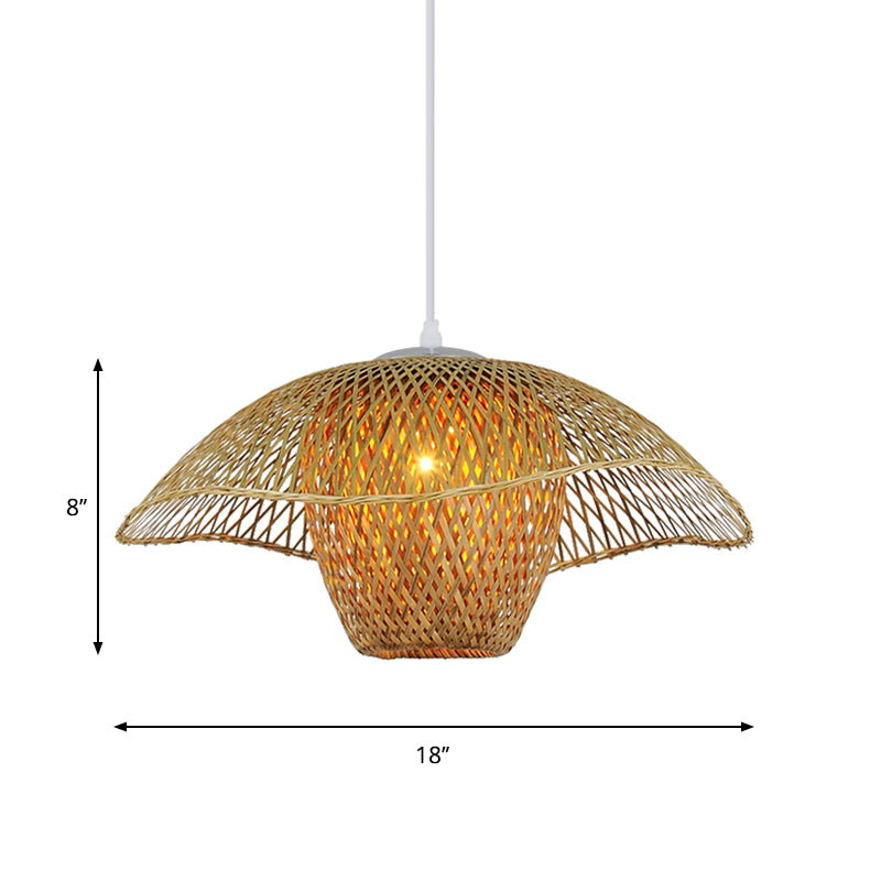 18 "/21.5" /25.5 "Weithut -Suspension Anhänger Retro Bambus 1 Glühbirnenholz hängendes Lichtkit für die Teestube