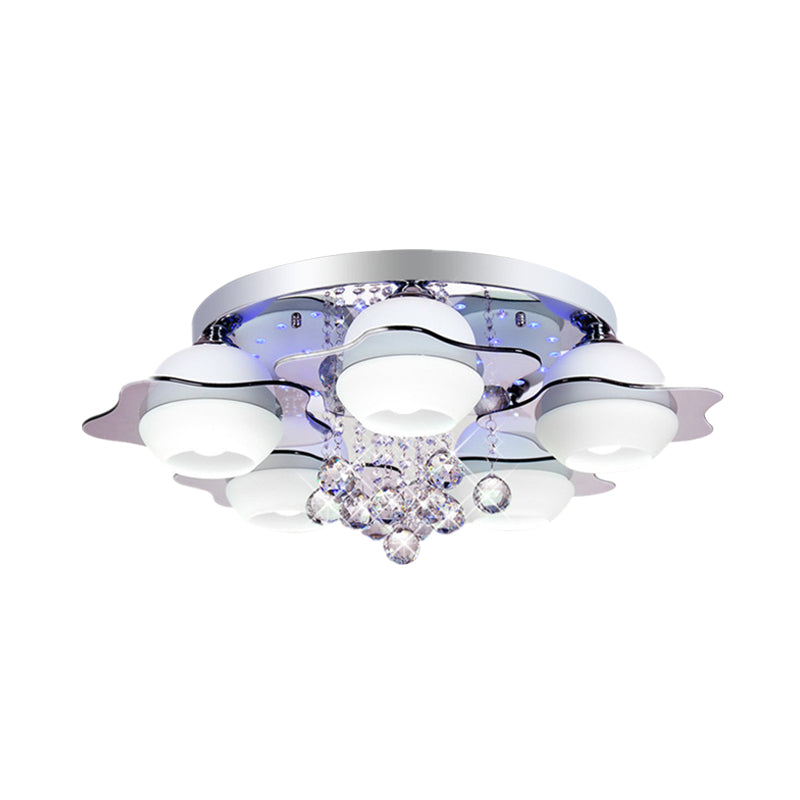 Blumen-Deckenleuchte, moderne Kristallkugel, 3/5/7 Köpfe, graue Unterputzleuchte in warmem/weißem Licht