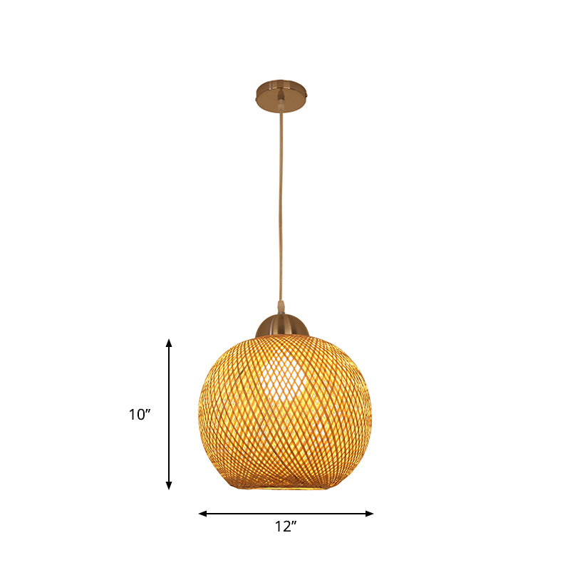 Globe Suspension Anhänger zeitgenössischer Bambus 1 Lampenholz Hanging Light Kit, 12 "/14" breit