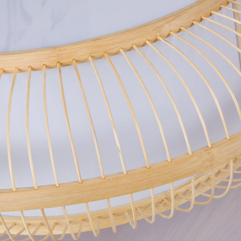 Wood Cylinder/Donut Flush Mount Lamp Traditionary Bamboo LED Ceiling Mounted Light for Living Room