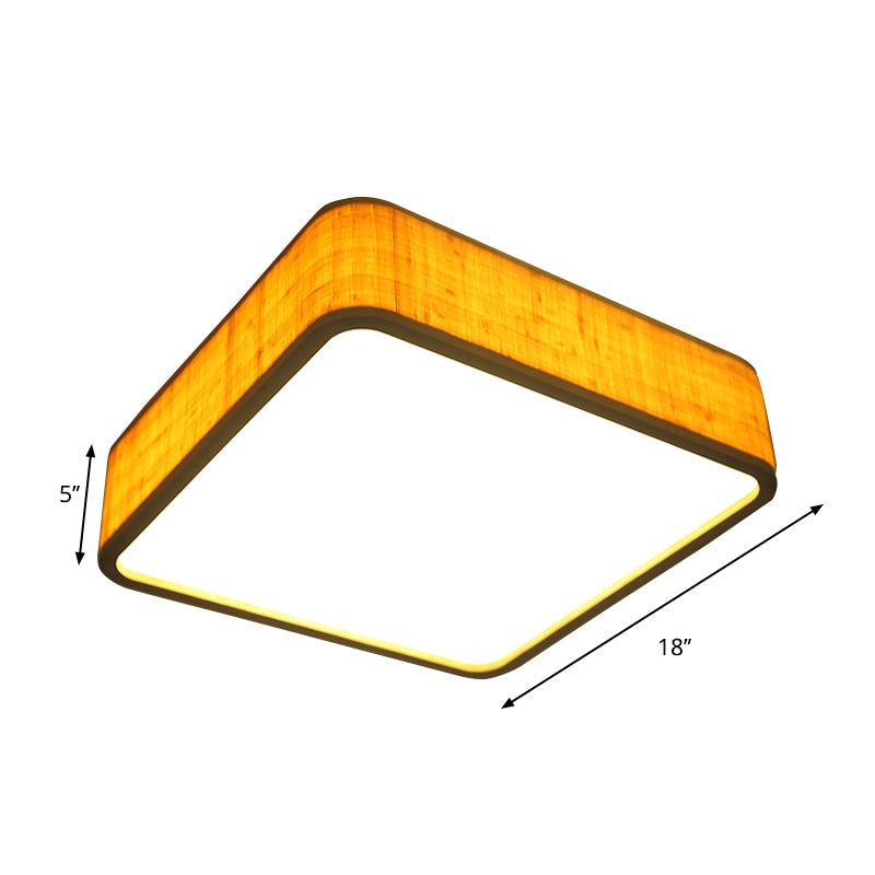 Bamboo Square Flush Light Fixture Contemporary LED Ceiling Mounted Fixture in Wood