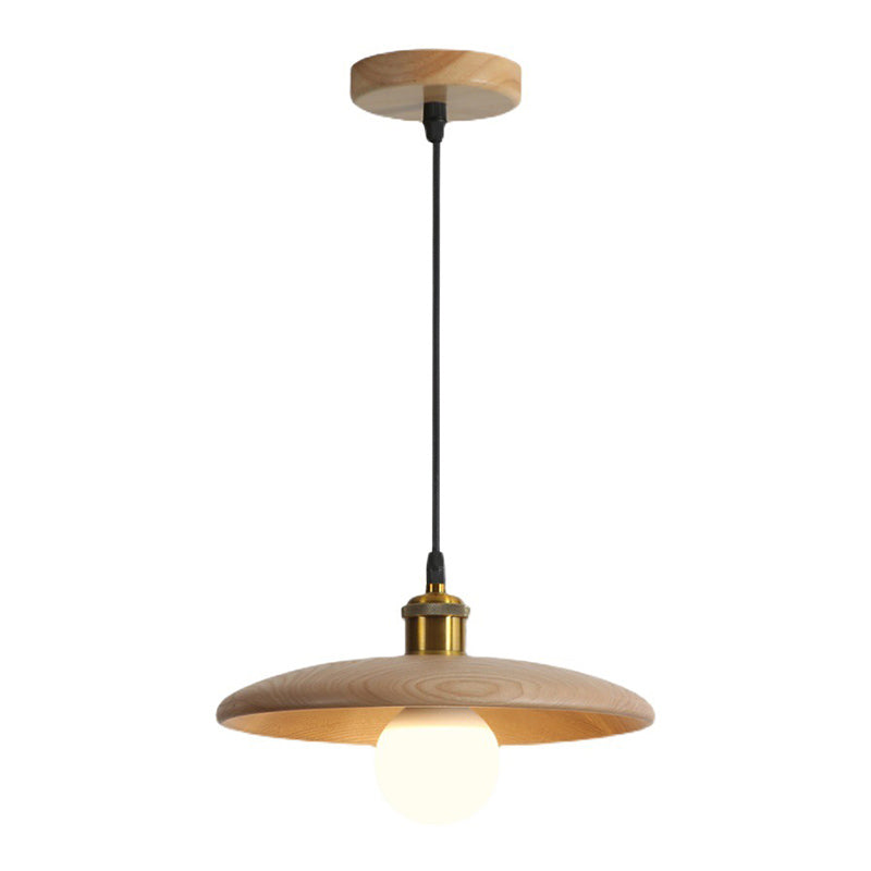 Sala da pranzo a forma di piattino in legno in legno di illuminazione 1 lampadina minimalista sospesa