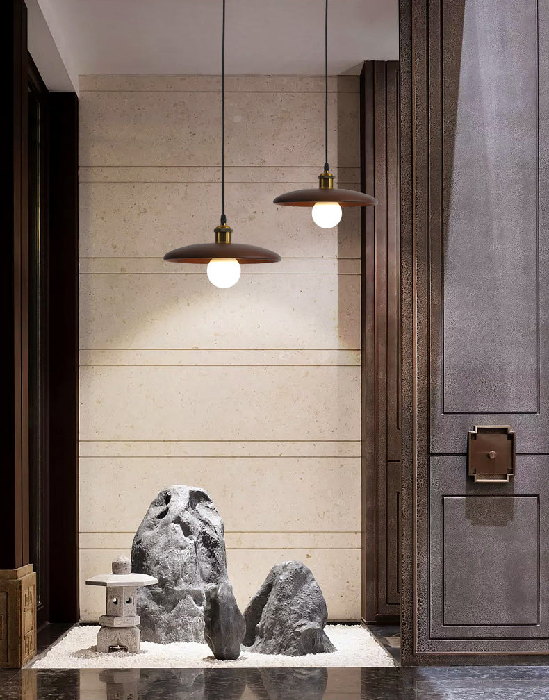 Sala da pranzo a forma di piattino in legno in legno di illuminazione 1 lampadina minimalista sospesa