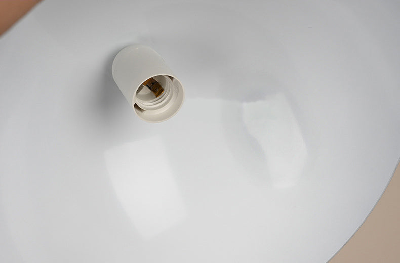 Macaron Style Domed Suspension Lamp Aluminum 1 Head Diner Pendant Light with Wooden Decor