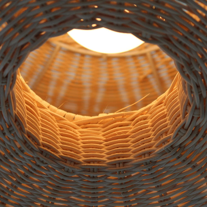 Tradition 1 Bulb Pendant Lighting Wood Cone Hanging Lamp Fixture with Bamboo Shade