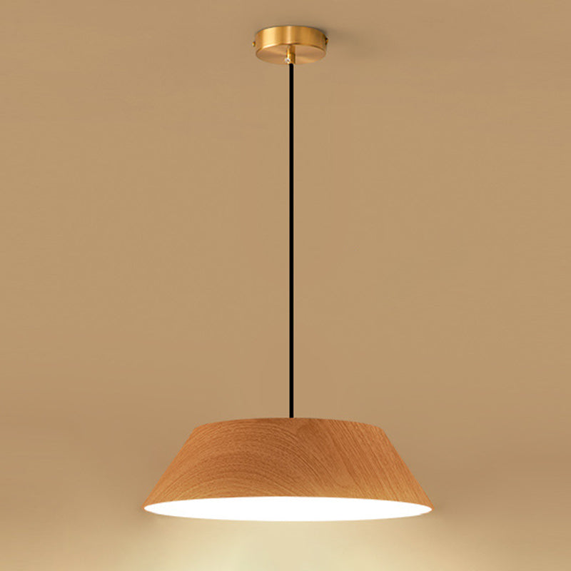 Wood Grain Tapered Hanging Lamp Nordic Metal LED Pendant Light with Acrylic Diffuser