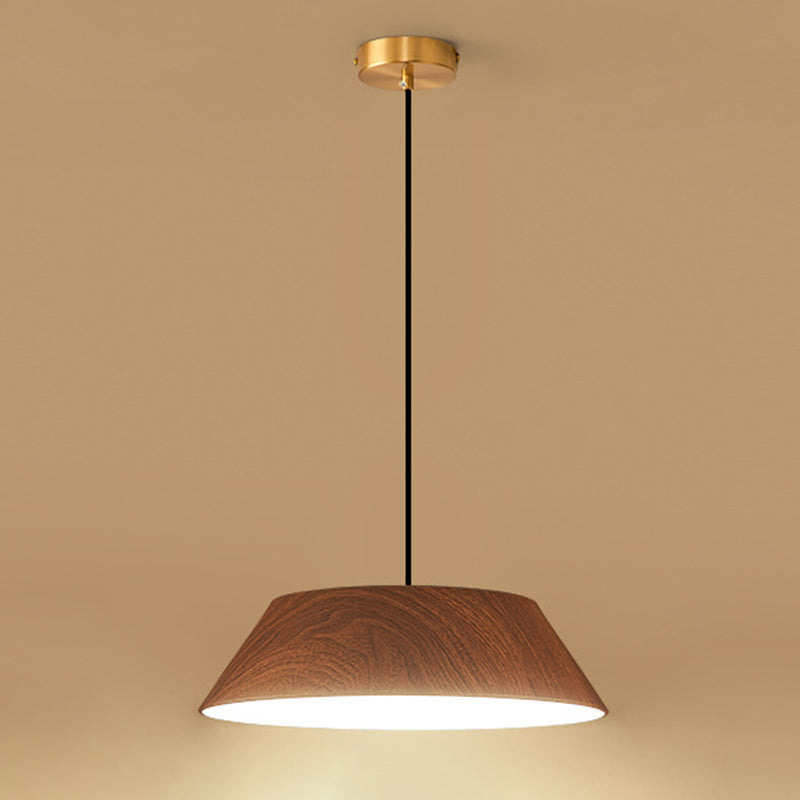 Wood Grain Tapered Hanging Lamp Nordic Metal LED Pendant Light with Acrylic Diffuser