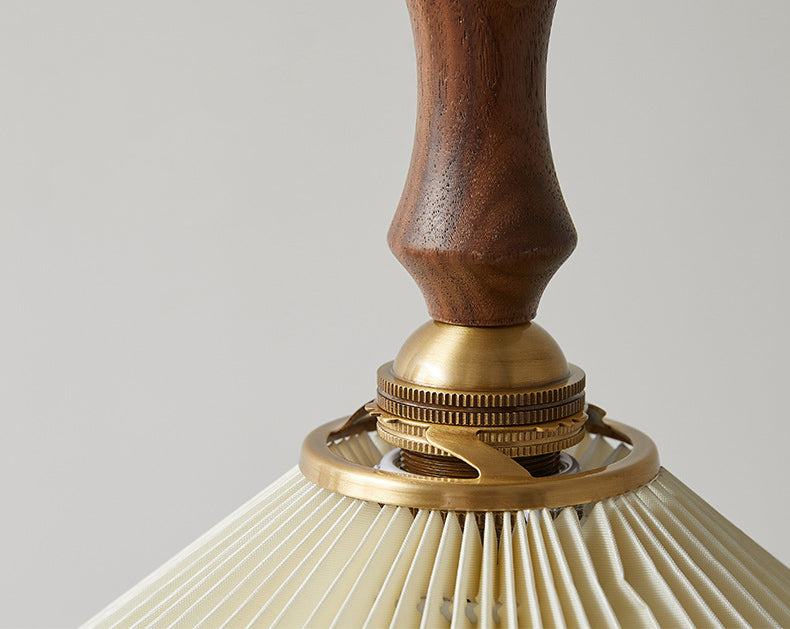 Pleated Fabric Conical Pendant Lamp Minimalist 1-Light Beige Hanging Light for Dining Room