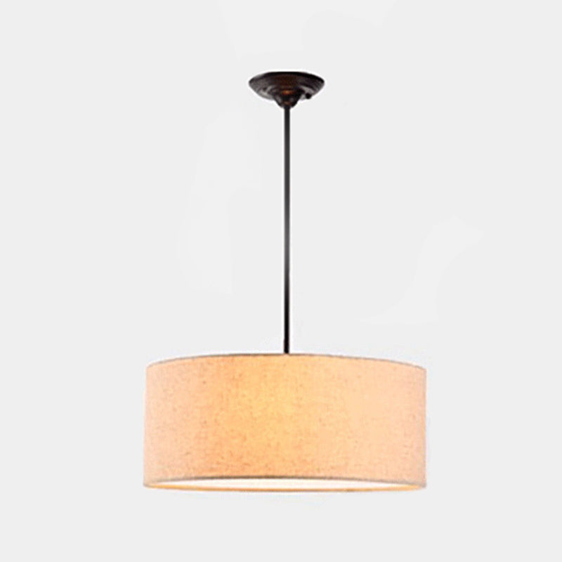 Restaurant Hanging Lamp Fixture Modern Minimalist Pendant Light with Drum Fabric Shade