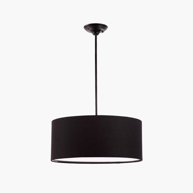 Restaurant Hanging Lamp Fixture Modern Minimalist Pendant Light with Drum Fabric Shade